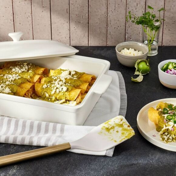 Open Box - Figmint - 4qt Stoneware Rectangle Baking Dish with Lid Cream Cream - Picture 2 of 4